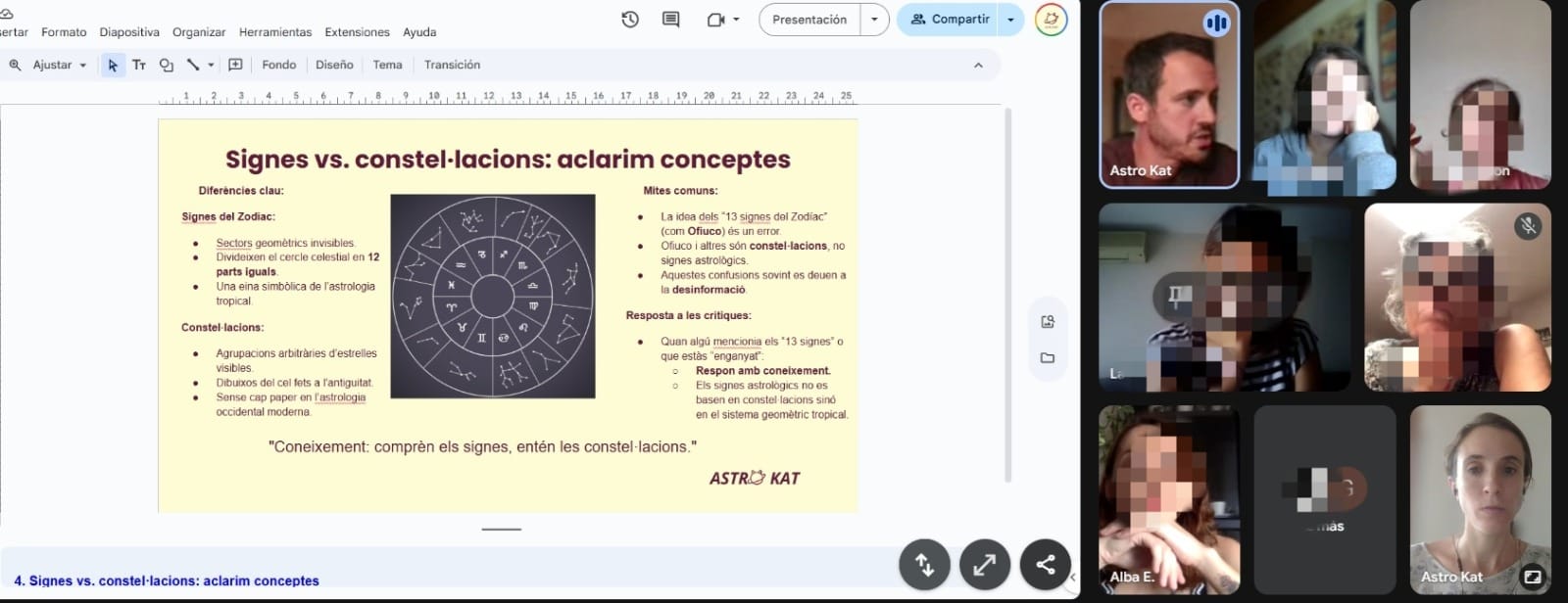 Detall de carta natal projectada